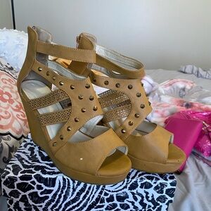 Torrid Studded Tan Wedge Sandals size 12